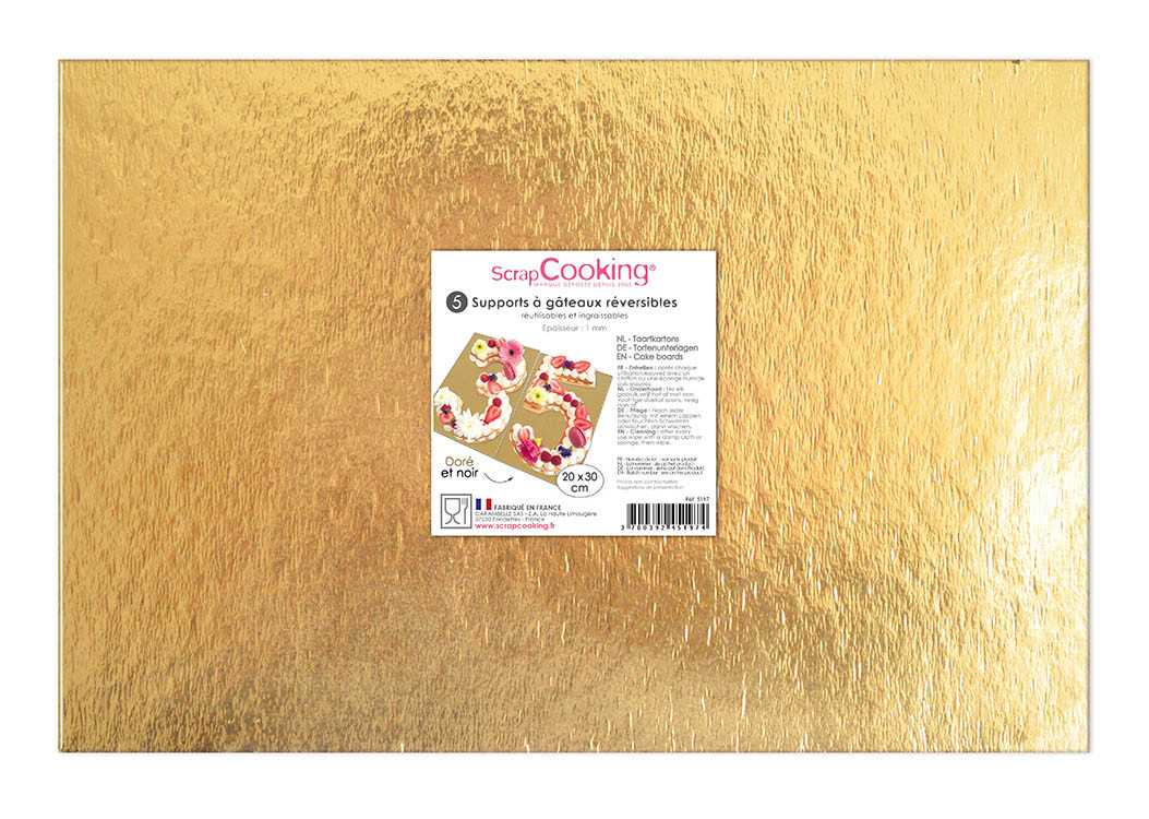 5 supports gâteaux fins 20 x 30 cm or/noir – Image 3