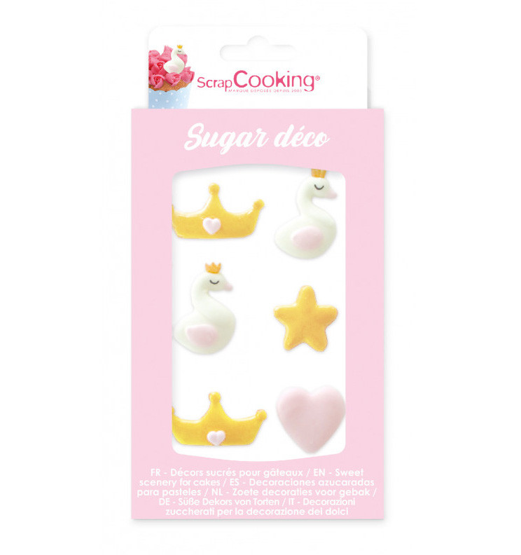 Boîte de 6 Sucres Décoratifs Princesse – Couronnes, Cygnes, Cœur et Étoile – Image 2