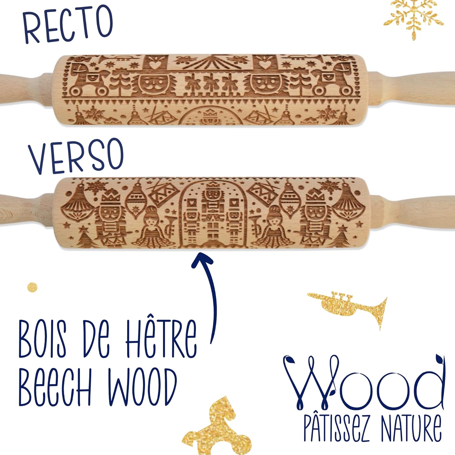 SCRAPCOOKING Rouleau à Pâtisserie en Bois Casse-Noisette – Image 5