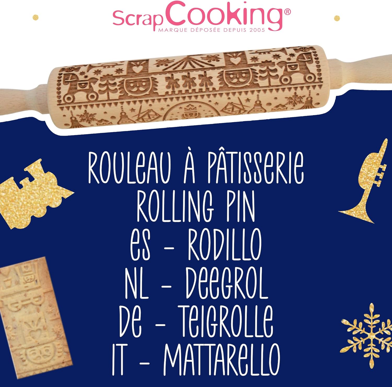 SCRAPCOOKING Rouleau à Pâtisserie en Bois Casse-Noisette – Image 4