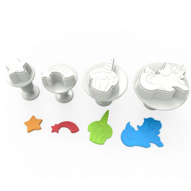4 emporte-pièces licorne, cupcakes, étoile & étoile filante